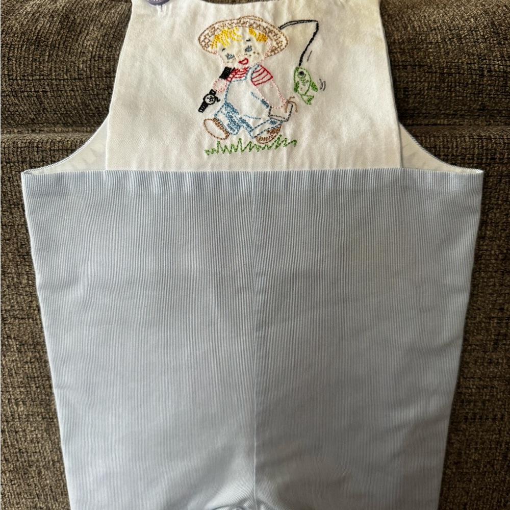 Handmade shortalls hand embroidered 6-9 months